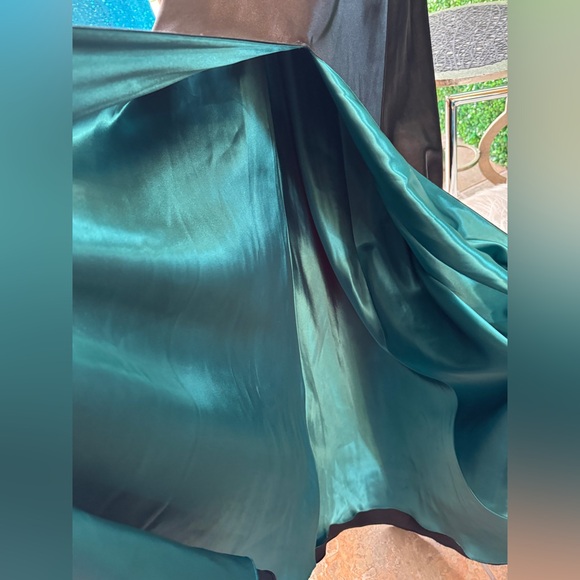 New Mori Lee Black & Teal Satin/Sequin Formal Evening Gown - Picture 9 of 16